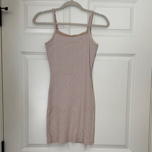 Aerie Beige and White Lace Trim Dress